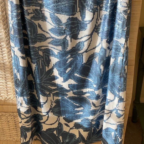 Lafayette 148 New York XS Blue Sequin Noah Dress Floral NWOT - Picture 6 of 16